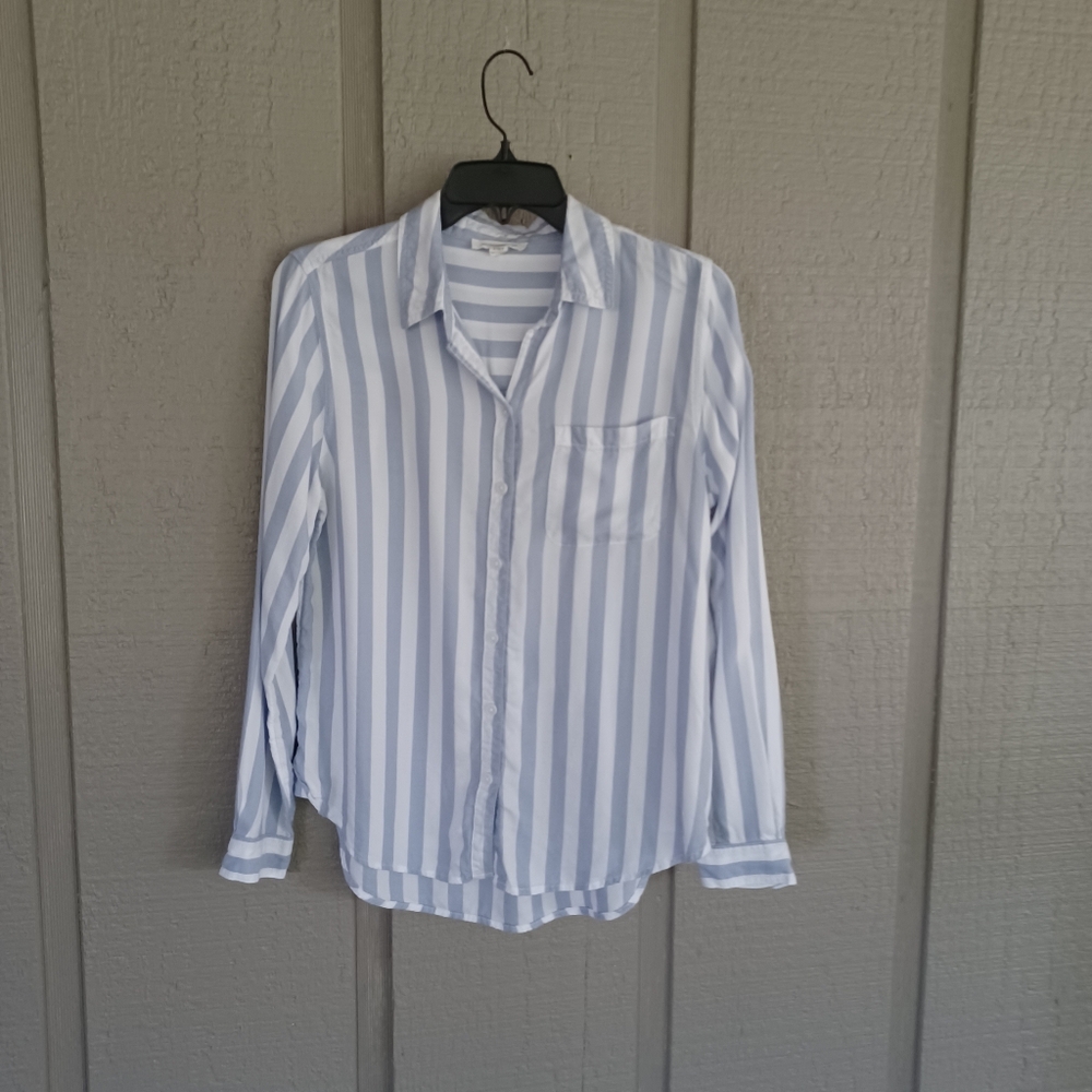 Beachlunchlounge Stripe Shirt Size S Women Long Sleeve Pocket Preppy